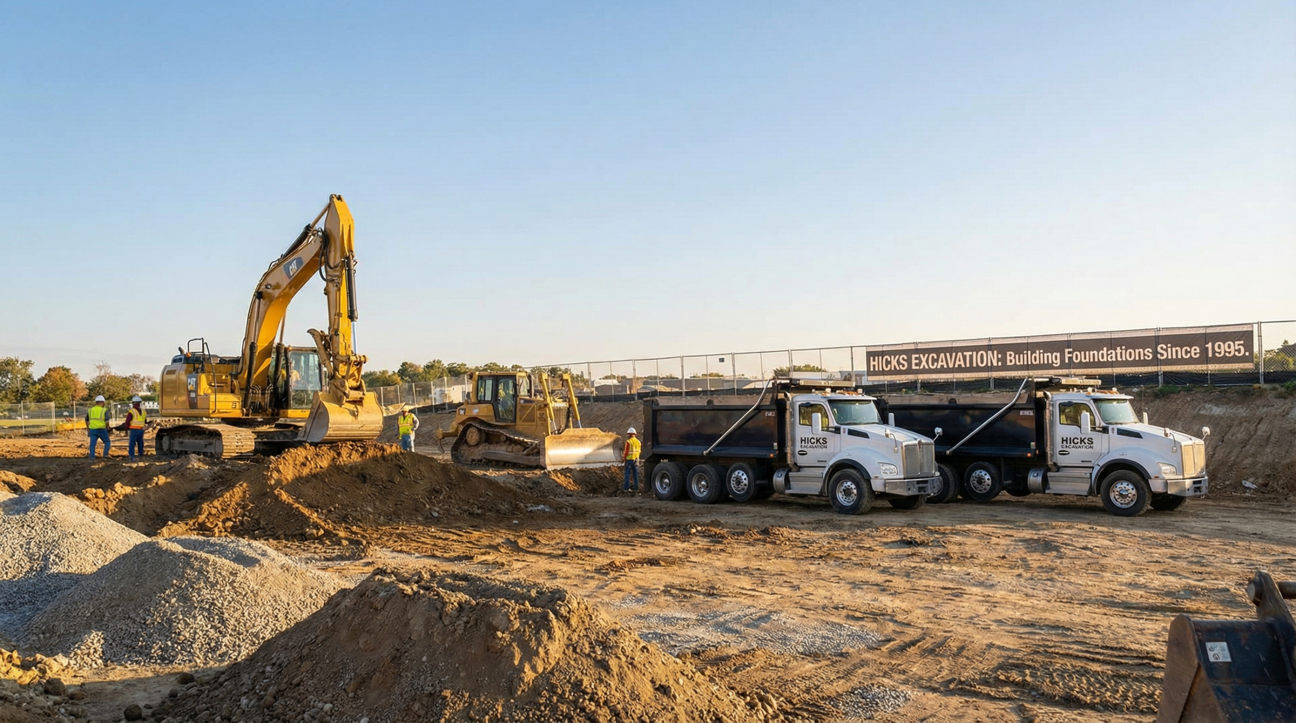 Excavation equipment operating at a job site in Eastern Arkansas